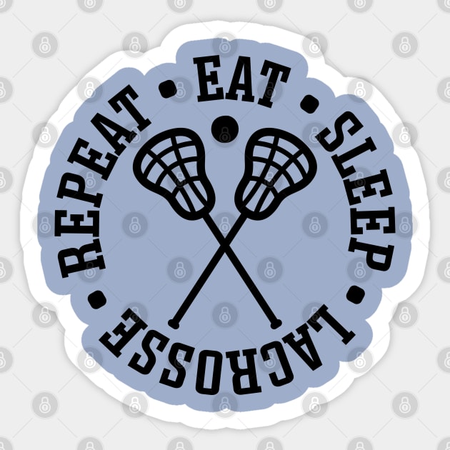 Eat Sleep Lacrosse Repeat Sport Cute Funny Sticker by GlimmerDesigns